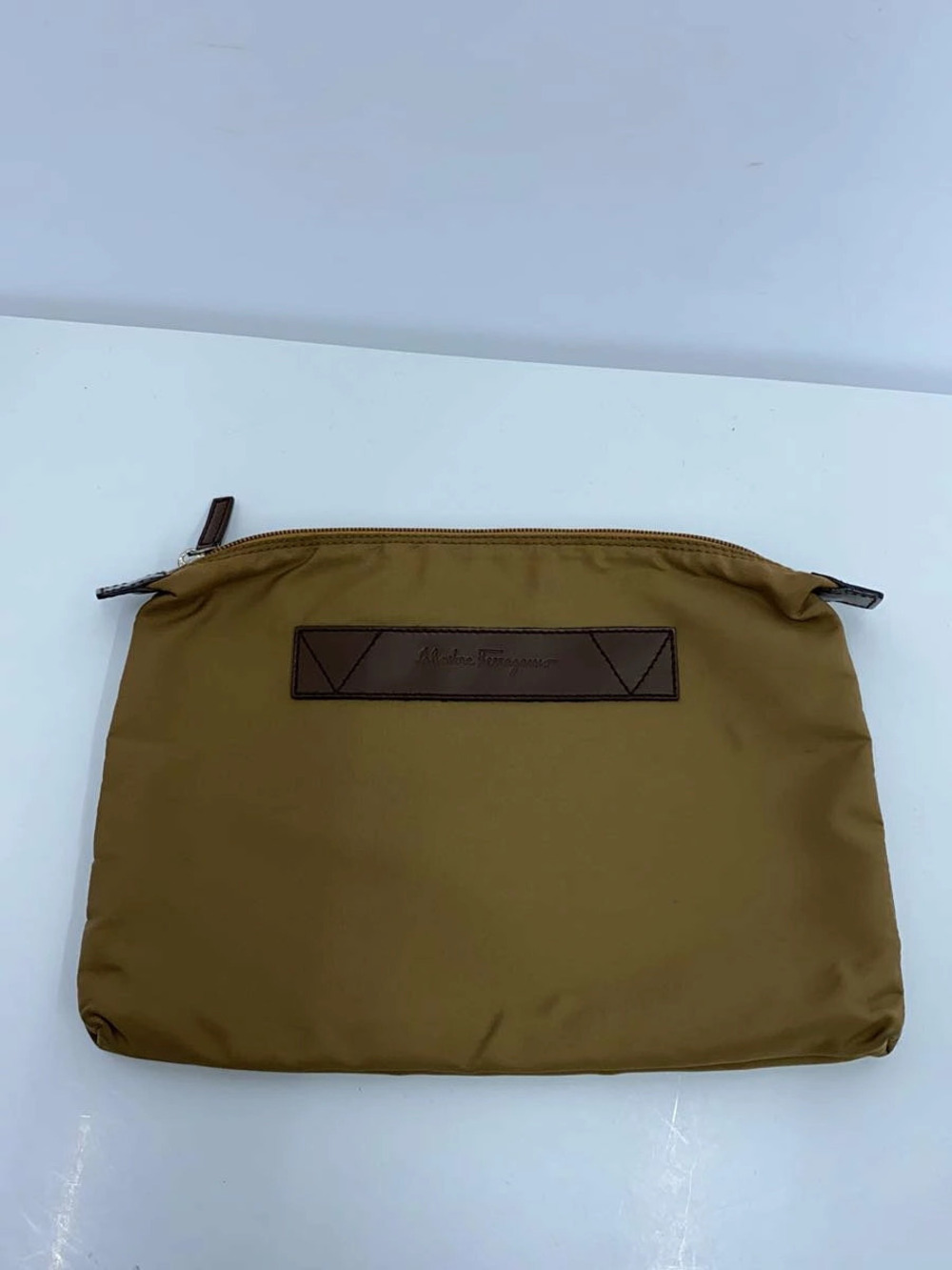 Salvatore Ferragamo Clutch Bag Camel Brown